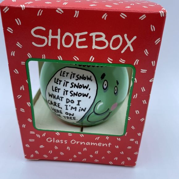 Hallmark Shoe Box Ornament Let It Snow Glass Ball Christmas 1992 RARE In Box - Picture 2 of 10